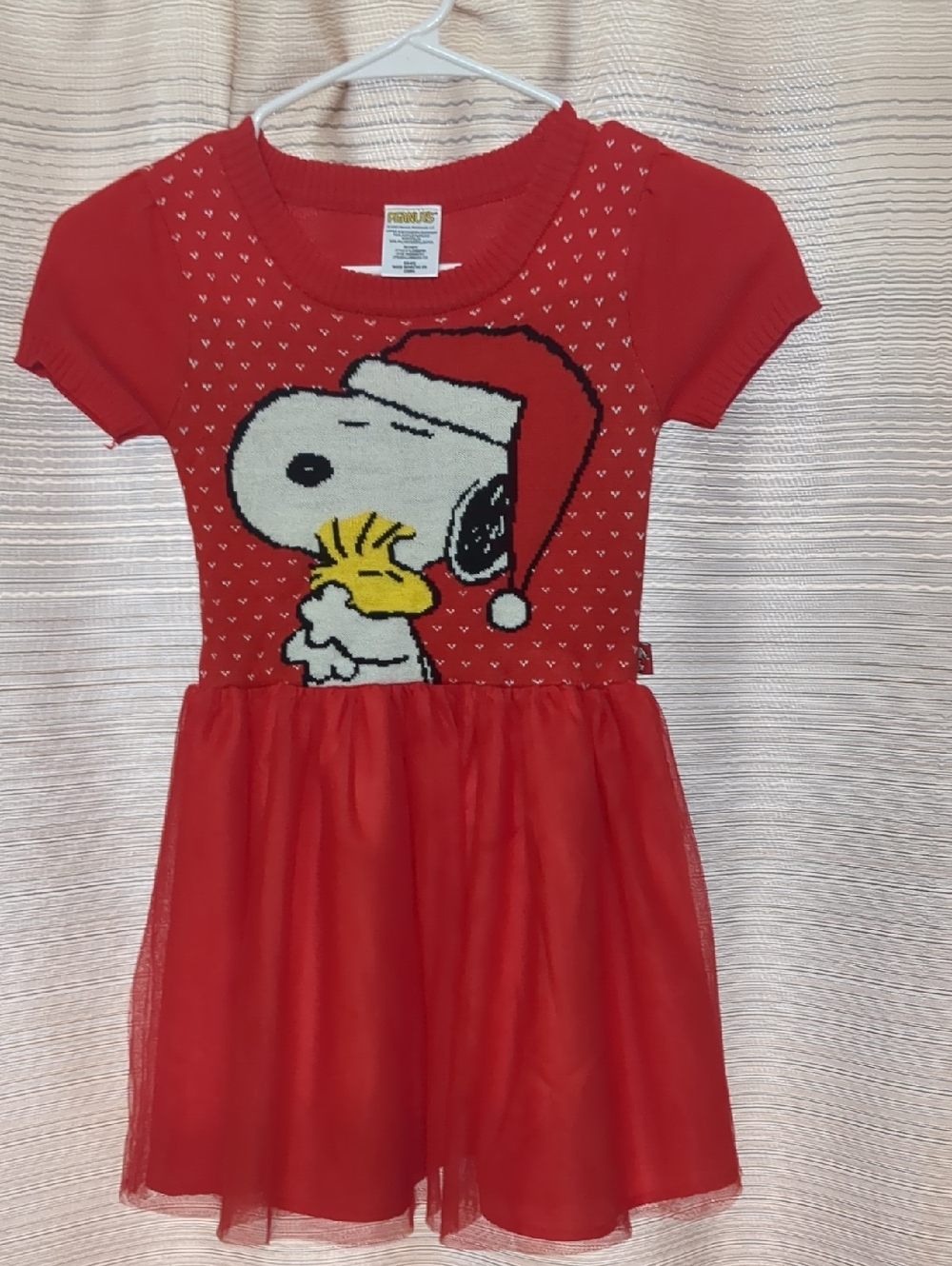 Peanuts Red Knit Dress with Snoopy & Woodstock Graphic